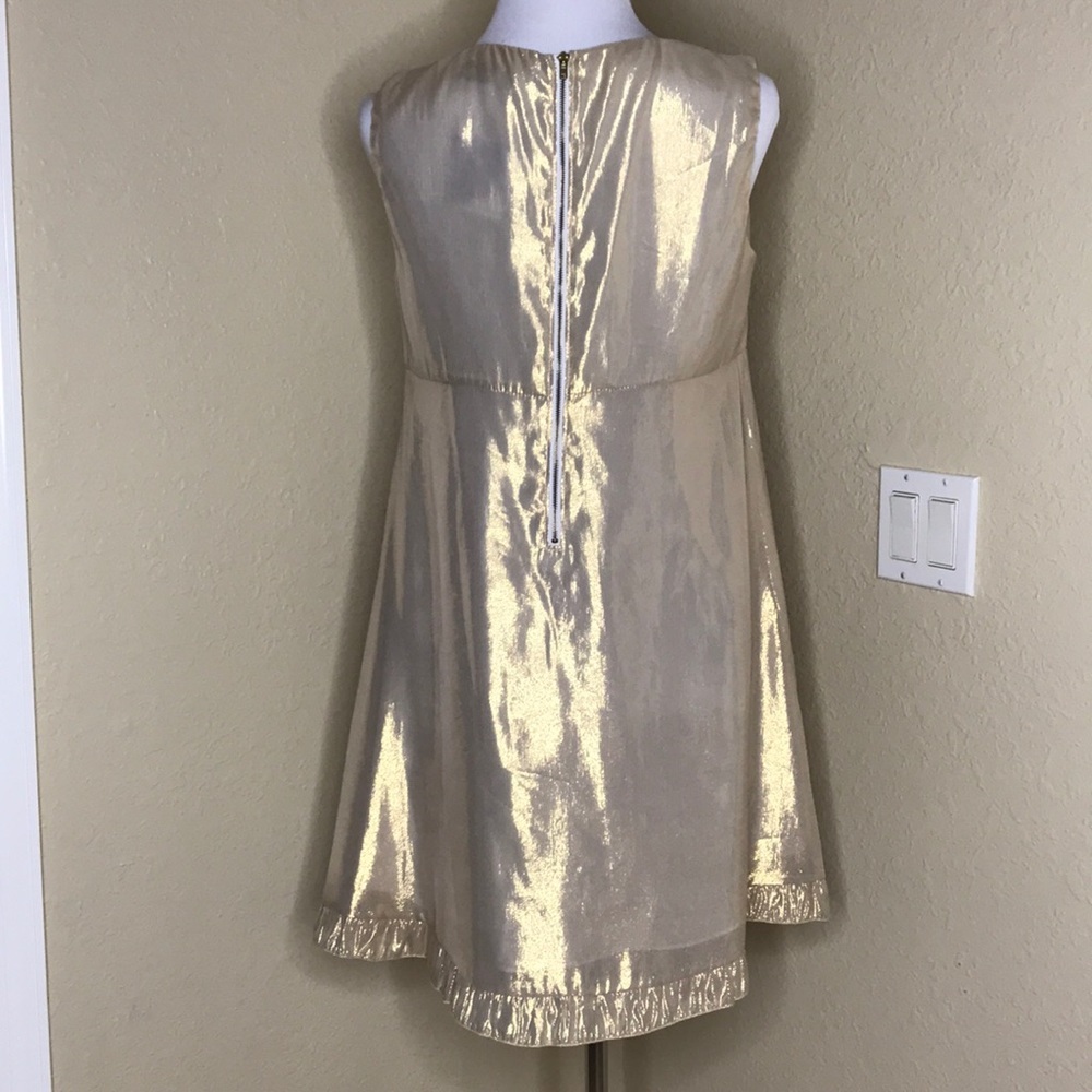 ALISHA LEVINE Gold A-line Sleevless Ruffle Dress S - Picture 5 of 8